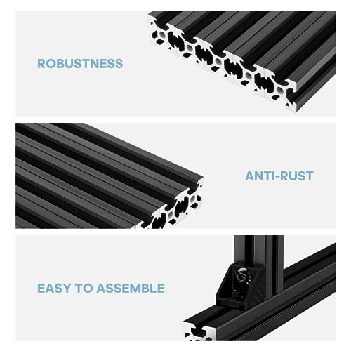 FAHKNS 10pcs V Slot 2020 Aluminum Extrusion European Standard 1220mm(48") Length Anodized Linear Rail for 3D Printer Engraving Machine Workbench DIY (Black) by FAHKNS - Image 6