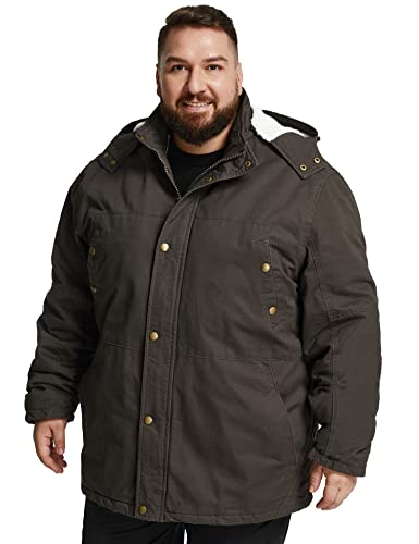 Image of Soularge Men's Big and Tall Military Winter Warm Parka Jacket with Hood | Thickened Cotton Shell,Warm Sherpa Lined,Multi Pockets,Detachable Hood,Windproof