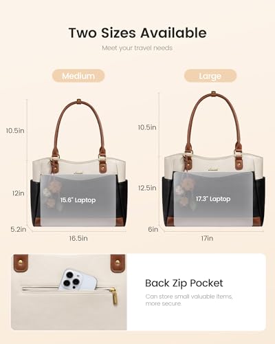 Image of LOVEVOOK Laptop Bag for Women, Original Vintage Work Tote Bag Computer Office Teacher Bag with Flower Pendant