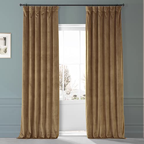Image of HPD Half Price Drapes Signature Plush Velvet Blackout Curtains for Bedroom (1 Panel), 50W X 84L Hotel Black Out Curtains for Living Room, Thermal Insulated Blackout Curtains, Sweet and Spicy Rum