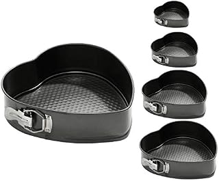 Generation Fashion New 5 Pcs Non-Stick Heart Shaped Cake Mould Tins Spring Foam Cake Baking Tray Easy Clean