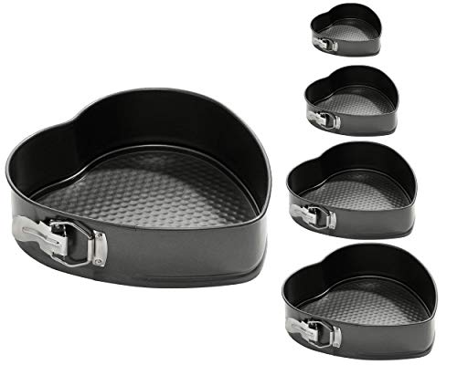 Generation Fashion New 5 Pcs Non-Stick Heart Shaped Cake Mould Tins Spring Foam Cake Baking Tray Easy Clean