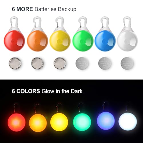 Leuchtanhänger Hund 6er, LED Blinklicht Anhänger für Hundehalsband, Hunde Leuchthalsband, Hundelicht für Hunde Geschirre, Halsband & Leinen, Blinklicht Schulranzen Licht Kinder, Leuchtband 3 Blinkmodi
