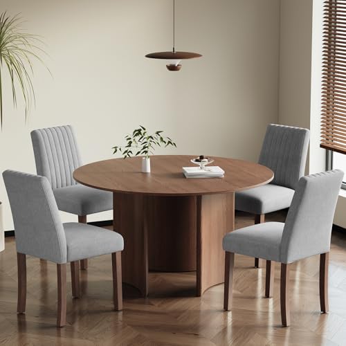 Colamy Dining Chairs Set Of 4 With Thick Seat Cushion, Fabric Chairs For Dining Room With Wood Legs And Ergonomic High Back, Upholstered Kitchen Chair With Anti-Slip Pads, Dark Grey - 10