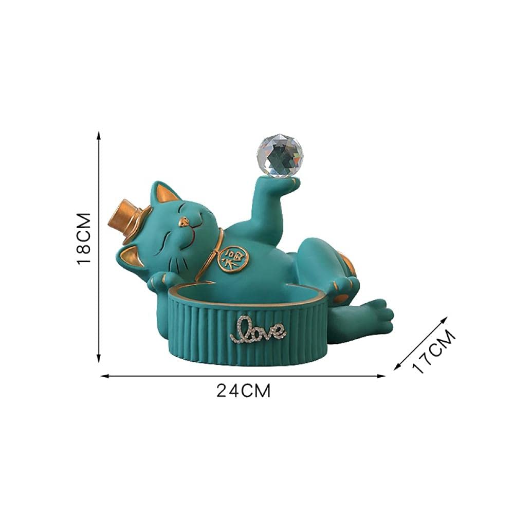 Scultura Statua Caja De Almacenamiento Creativa para Gatos con Bola De Cristal, Decoración del Hogar-B