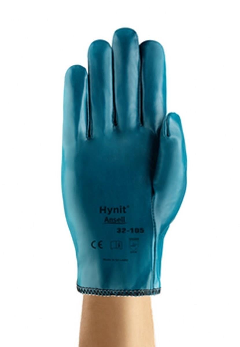 Ansell Hynit 32-105 Work Gloves with Liquid-Repellent Impregnation, Special Nitrile Formulation