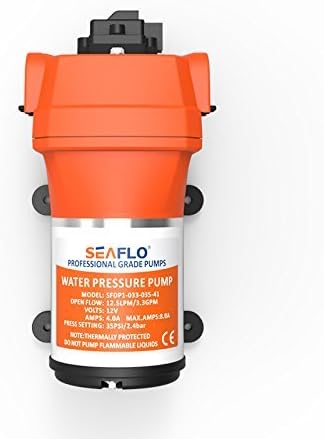 LIGHTEU®, Seaflo 12V DC 3,3 GPM 35 PSI 41-Series (krótka) membranowa pompa ciśnieniowa do łodzi morskich, przyczep kempingowych