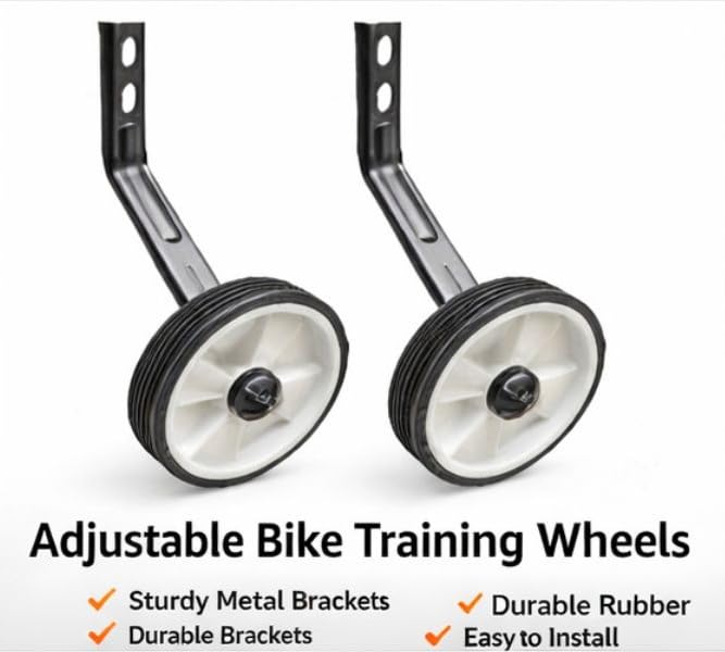 Image of Wheels for Bicycle 16T 18T 20T Adjustable Size - Durable Training Support Wheels for Kids Cycles | Sturdy Metal Bracket with Smooth Ride