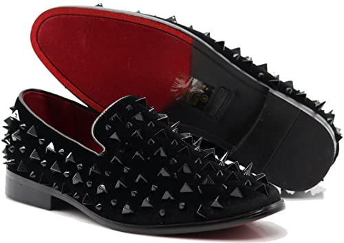 Image of SPK16 Men's Vintage Spike Dress Loafers Slip On Fashion Shoes Classic Tuxedo Dress Shoes