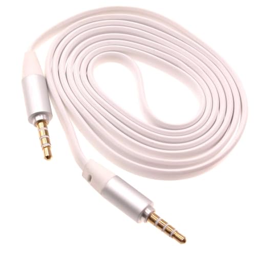 Cable auxiliar plano 3.5mm blanco 3 pies