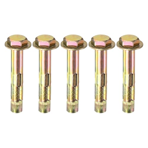 Image of M METERXITY 5-Pack Hex Expansion Bolt, M10x70mm Colored Galvanized Iron-Carbon Steel External Hex Expansion Bolts, Anti-Corrosion Metal Bolt for Concrete /Dry Brick /Block Walls