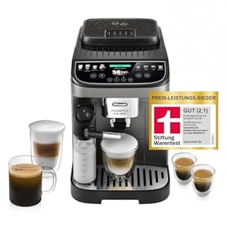 De’Longhi Magnifica Evo Next - Perfetto Kaffeevollautomat mit LatteCrema-Milchaufschäumer, 13 One-Touch-Getränke, Coffee- und Cappuccino Kaffeemaschine, farbiges Touch-Display, Titan (ECAM312.80.TB)