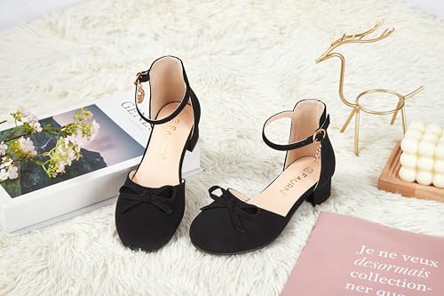 Girls Dress Shoes Closed Toe Heels Bowknot Ankle Strap Flower Pump Shoes Party Wedding School Sandals for Toddler Little Big Kid3