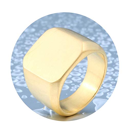 Aooaz メンズ ステンレス リング スクエア 指輪 男性用 ゴールド ビンテージ 結婚式指輪 サイズ：30