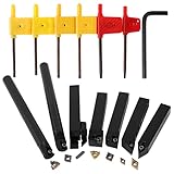 1 Set 8/12/16mm Shank Lathe Turning Tool Holder Boring Bar Lathe Tools Lathe Cutter Metal Turning Rod Industrial Inserts Machinist Lathe Tools(16mm)