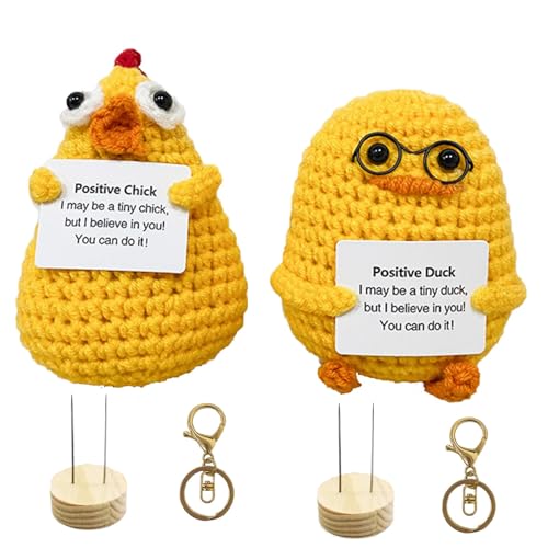 Xusxes 2 Pièces Cadeau Original Amusant en Laine Tricotée - Poupée Créative Au Crochet Humour Motivation - Pour Table, Voiture Et Sac