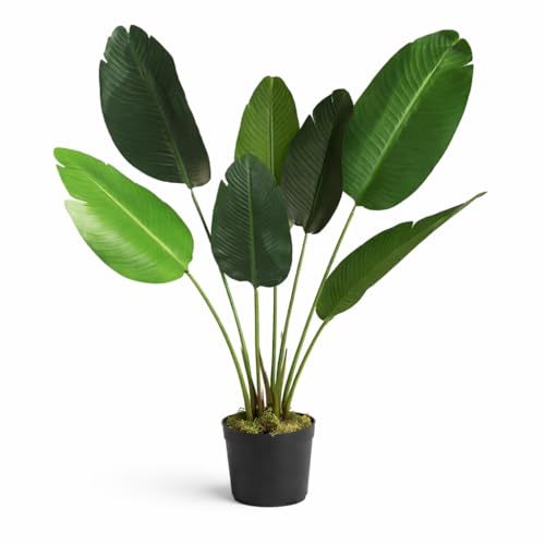 Floralcraft® Artificial Banana Tree – 115cm Tall Faux Banana Plant with Realistic Textured Leaves, Weighted Pot & Moss Finish – Indoor Home & Office Decor