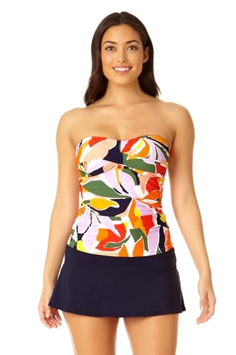 Image of Anne Cole womens Front-shirred Bandeau One-piece Swimsuit One Piece Swimsuit