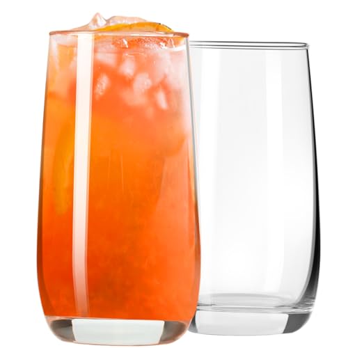 Highball Glasses Set of 2, Drinking Glasses 12 Oz, Clear Glass Cups