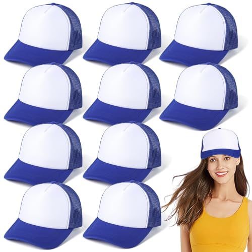 Image of 10 PCS Sublimation Blank Trucker Hats, Plain Baseball Caps with Adjustable Back Strap Unisex Mesh Caps for Men and Women DIY