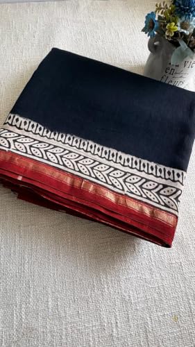 Generic black maheshwari silk saree – image 4