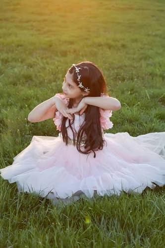 Weileenice Big/Little Girls Dress Butterfly Sleeve Ruffle Tulle Kids Princess Wedding Pageant Party Tutu Dresses2