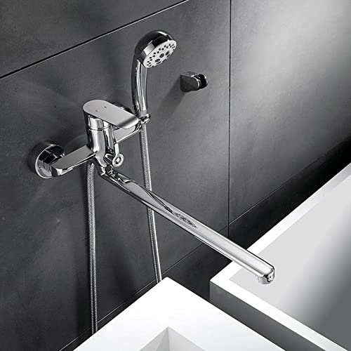 Ensemble de douche en laiton mural argent et blanc au design prestigieux