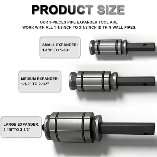 1/18'' to 3-1/2'' Exhaust Tail pipe Expander Tool, 3 Pcs Tail Pipe Expander Fit for Most Vehicles and Trucks by MIADILA - Image 5