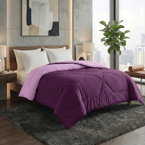 Image of DECORUM Reversible Comforter Double Bed 250 GSM | Purple & Lavender Pink | Ultra Soft Microfiber Quilt | All Season Lightweight Comforter | (228 X 223 CM)