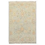 LoomBloom 2x3 Hand Knotted Blue Oushak Wool Transitional Area Rug