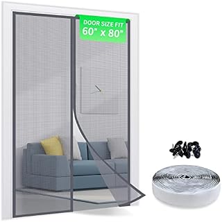 TheFitLife Magnetic Fly Screens for Doors - 100% Fibreglass Fly Mesh Net with Hook and Loop Powerful Magnets That Snap Shut Automatically (158x206cm - Fits Doors up to 152x203cm)