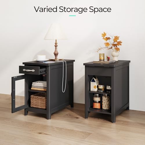 Linsy Home Living Room Table Sets 4 Piece With Tv Stand, Farmhouse Tv Stand For 65 Inch Tv, Coffee Table With Drawers, Two End Table With Charging Station, Black thumb #6