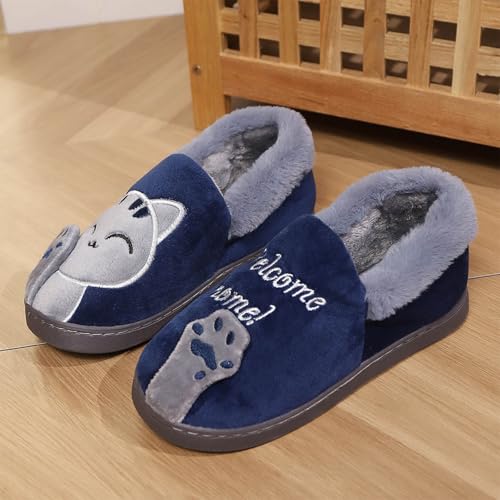 Ladies Cute Cat Animal Plush Slip On Full Slippers Winter Warm Bedroom Cozy Shoes Non-Slip House Slippers for Women Men Cartoon Home Soft Comfortable Fuzzy Slipper Indoor Outdoor Shoes3
