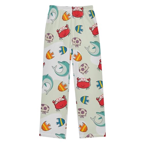 Crab Dolphin Boys Long Pants Soft Trousers Elastic Waist Kids Lounge Bottoms with Pockets S-XL