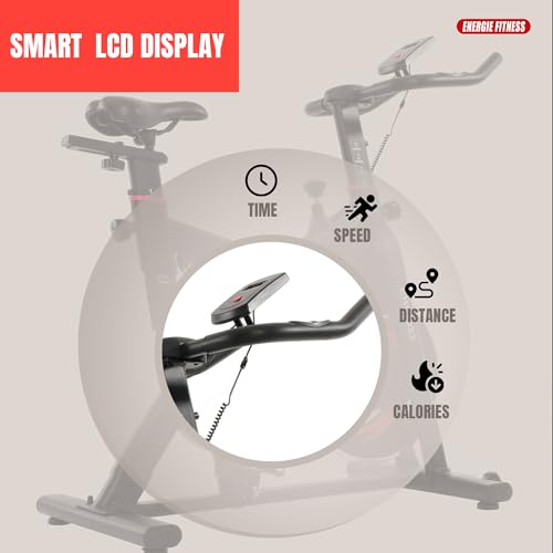 Image of Spin Bike Exercise, 20kg Flywheel | EHC-022 Home Use Indoor Cycling Bike for Cardio & Weight Loss | LCD Screen with Multi Tracking, Adjustable Seat & Handlebars | Quiet Belt Drive, 140kg Max User Capacity Exercise Cycle