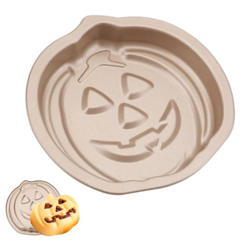 Crethinkaty Halloween Pumpkin Shape Mini Cake Pan Pie Molds 5.4 Inch Cake Tin Non Stick Bakeware for Halloween Cake Chocolate Fondant Sweets Baking Molds