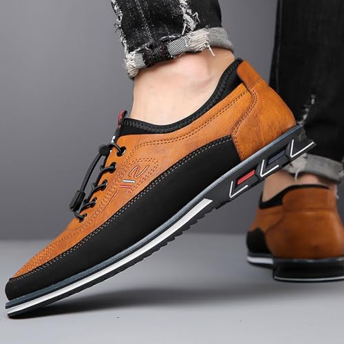 Buybuymen Orthopedic Shoes, Buybuymen Men's Fashion Orthopedic Shoes, Adjustable Lace-Up Lightweight Formal Business Shoes, Driving Working Walking Party Oxfords Leather Loafers(Black,US 9)3