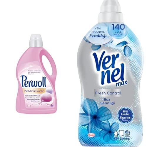 Perwoll Yünlüler&Narinler 2.97L + Vernel Max Konsantre Çamaşır Yumuşatıcısı 1320 ml (55 Yıkama) Buz Serinliği