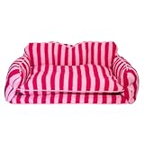 Dog Bed - Luxurious and Decorative Design Enhances Home Decor - Pink Dog Bed, Striped Pet Bed, Dog Sofa Bed with Premium Pillow Cushions for Ultimate Pet Comfort - Machine Washable Cover (Pink, XL)
