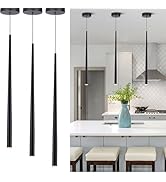 WillWant Modern Pendant Lights 3 Packs，Led Pendant Lighting，Black Industrial Hanging Light Fixtur...