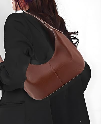 Image of Crescent Shoulder Bags for Women Vegan Leather Hobo Handbag Slouchy Tote Purses
