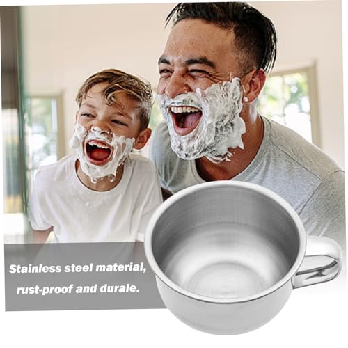 Taza de afeitar de acero inoxidable para crear espuma cremosa en el baño diario 6