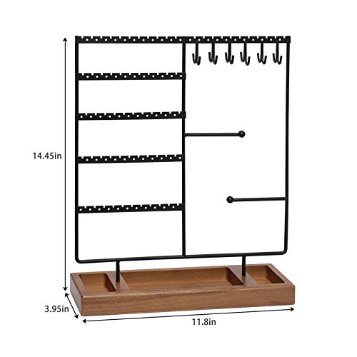 X-Cosrack Earring Holder,5-Tier Ear Stud Holder With Wooden Tray,Jewelry Organizer Holder For Earrings Necklaces Bracelets Watches And Rings,Earring Display Stand With 132 Holes,Black #TOP6