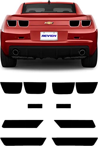 Tail Light Tint Side Marker Reflector Kit compatible with 2010-2013 Chevrolet Camaro | Gloss Black Smoke Vinyl Tinted Taillights & Sidemarkers Overlay Cover Set