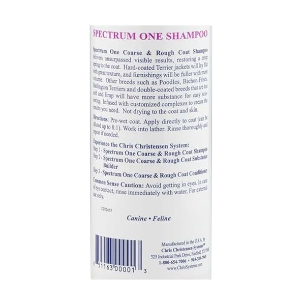 Chris Christensen Spectrum One Coarse & Rough Coat - Spezialshampoo für raues und grobes Fell | Professionelle Hundefellpflege, 473ml – Bild 4