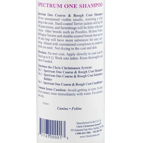 Chris Christensen Spectrum One Coarse & Rough Coat - Spezialshampoo für raues und grobes Fell | Professionelle Hundefellpflege, 473ml