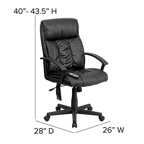Flash Furniture Sumter High Back Ergonomic Massaging Black Leathersoft Executive Swivel Office Chair With Side Remote Pocket And Arms #TOP2