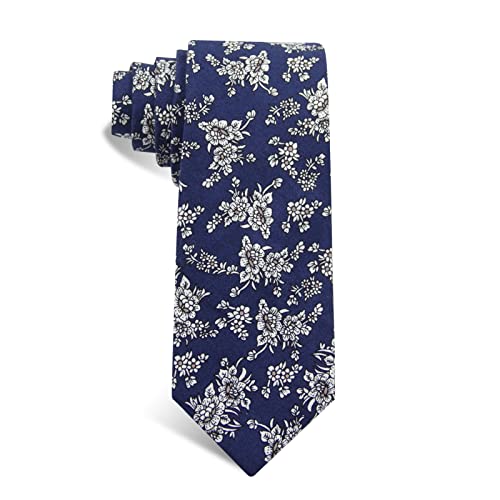 Image of Mantieqingway Men's Cotton Floral Neck Tie 2.56'' Printed Skinny Tie