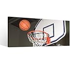 Leinwand 1 Tlg Sport Basketball Ball Korb Leinwandbilder Bild Bilder Holz fertig gerahmt 9R379, 1 Tlg BxH:80x40cm