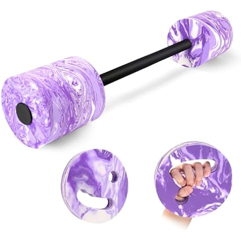 IEBIYO 29.3’’Swimming Barbell Swim Dumbbell with Water Exercise Discs High Density EVA Foam Aquatic Exercise Equipment Swimming Aid for Adults (Purple) Cover